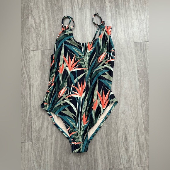 Kona Sol Women's One Piece Swimsuit with Tropical Print - Picture 3 of 11